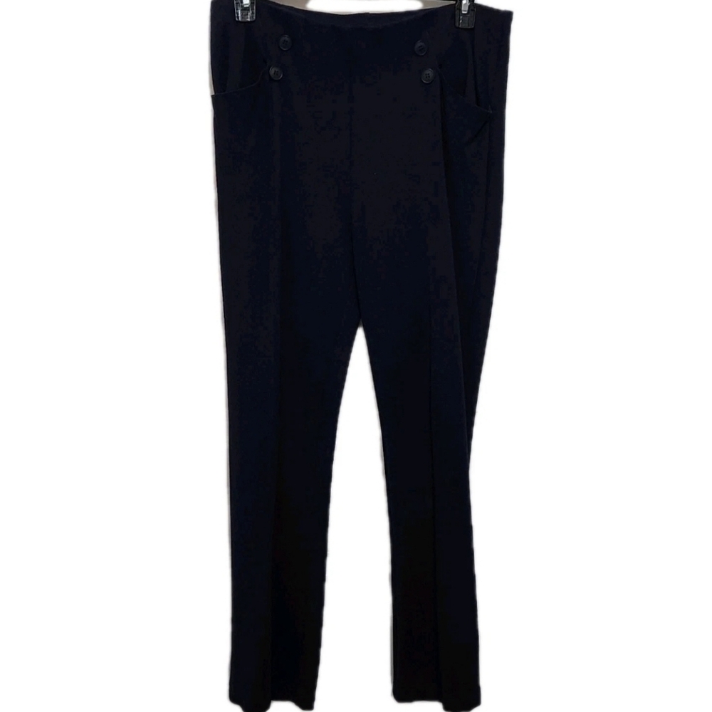 Tapata Womens XL Pull On Pants Navy Blue 30.5" Inseam Stretch High Rise Tapered